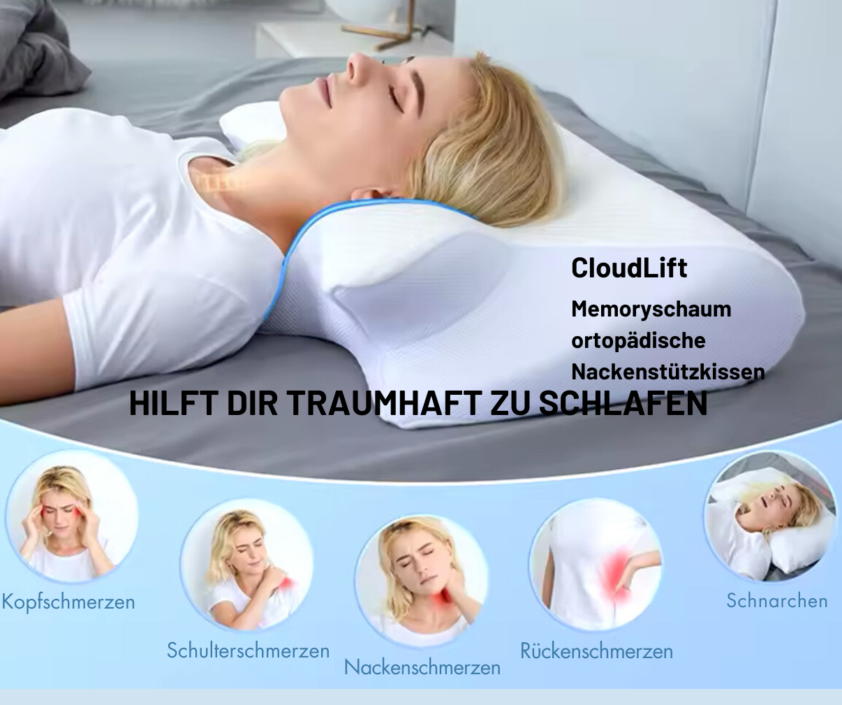 CloudLift- Das ortopädische Nackenstützkissen